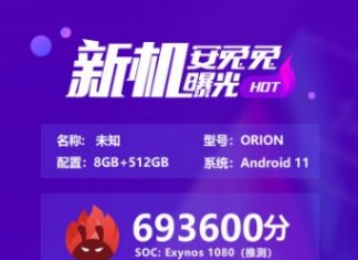 Характеристики и результат прогона новейшего Exynos 1080 в AnTuTu