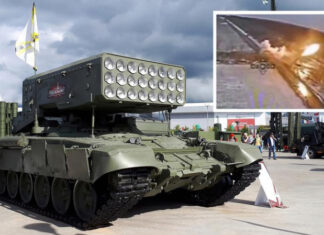 Дешёвый украинский FPV-дрон поразил российскую тяжёлую огнемётную систему ТОС-1А «Солнцепёк» прямо во время боевой работы