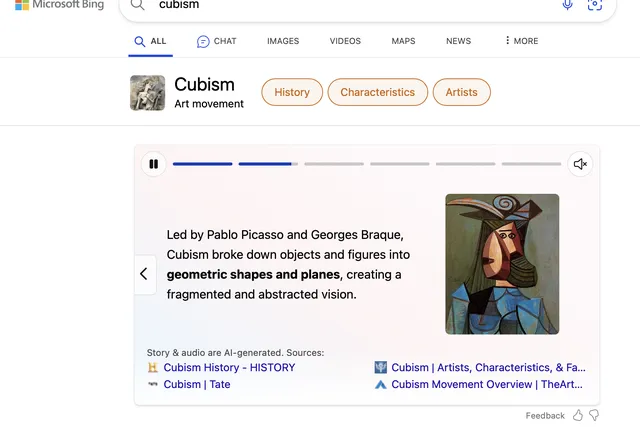 Microsoft запускает Bing Stories, в которых кратко отображается информация о поисковом запросе