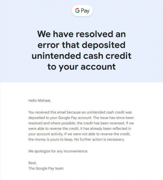 Google случайно раздал до 1000 долларов обычным пользователям Google Pay, которые не подлежат возврату