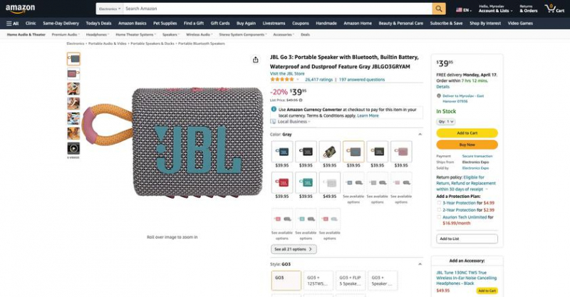 Компактный беспроводной динамик JBL Go 3 с защитой IP67 продается на Amazon за 39,95 долларов (скидка 10 долларов)