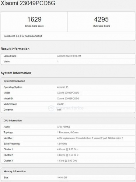 POCO F5 с Snapdragon 7+ Gen 2 превосходит POCO F5 Pro с Snapdragon 8 Gen 1 на Geekbench