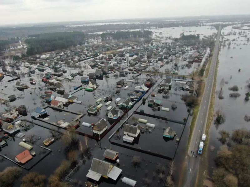 Паводок в Белоруссии 10 апреля - под Гомелем прорвало дамбу, вода залила дома через окна, видео, фото