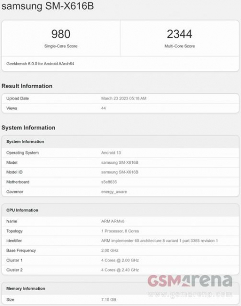 Samsung Galaxy Tab S9 FE и Lite на чипе Exynos 1380 встретились в Geekbench 6