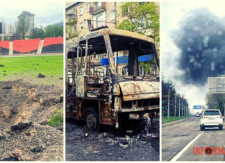 В центре Донецка вражеский снаряд испепелил автобус, есть жертвы. Фото