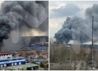 В Подмосковье рядом с полигоном произошел сильный пожар, раздаются взрывы