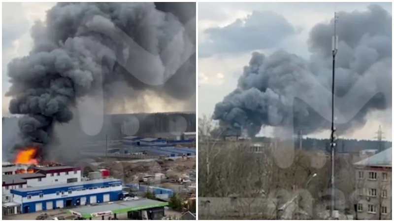 В Подмосковье возле полигона произошел сильный пожар, слышны взрывы