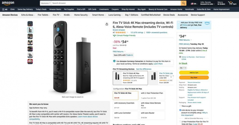 Amazon продает Fire TV Stick 4K Max с Alexa и Wi-Fi 6 за 34,99 доллара (скидка 20 долларов)