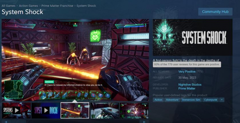 Геймеры в восторге от ремейка System Shock! В Steam игра получает самые высокие отзывы