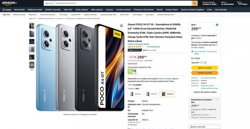 POCO X4 GT 5G на Amazon: экран IPS 144 Гц и чип MediaTek Dimensity 8100 со скидкой 42 евро