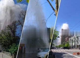 В Киеве прорвало водопровод: фонтан достигал крыш многоэтажек