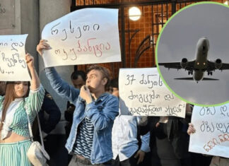 В столице Грузии митингуют против возобновления прямого авиасообщения с РФ