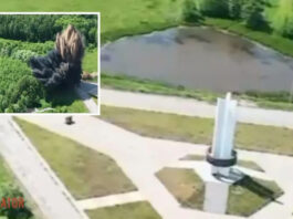 Видео подрыва дороги, ведет из Черниговской области Украины в рф и Белоруссию, где расположен знак Три сестры