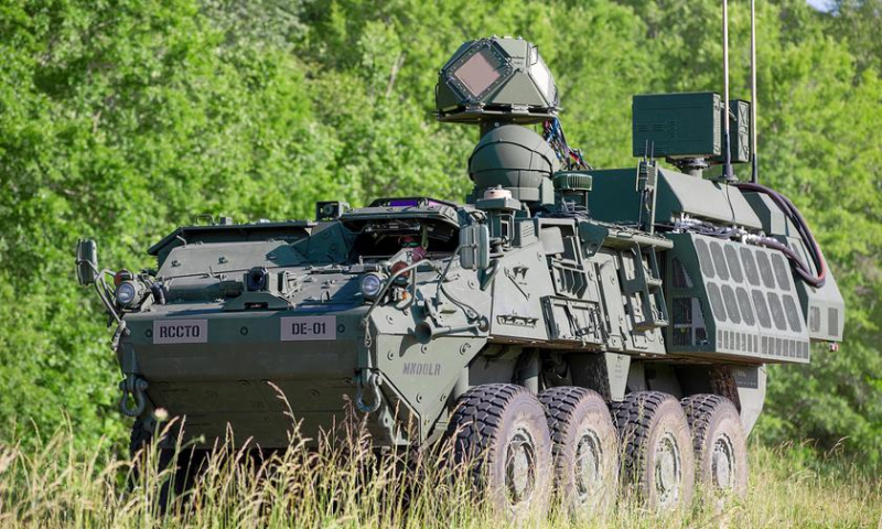 Бронетранспортеры Stryker получат 50-ваттное лазерное оружие DE M-SHORAD для поражения ракет, самолетов, вертолетов и беспилотников