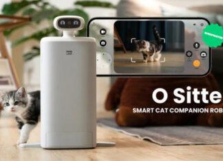 HHOLOVE O Sitter: умный робот-няня для котов с камерой и автоматической кормушкой, который развлекает и кормит домашних питомцев