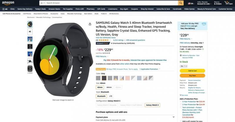 Сегодняшняя сделка! Samsung Galaxy Watch 5 на Amazon со скидкой до 60 долларов