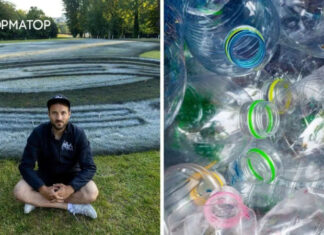 В Швейцарии художник нарисовал гигантскую пластиковую бутылку, чтобы привлечь внимание к загрязнению: фото