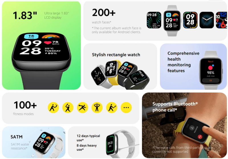 Xiaomi представила на мировой рынок умные часы Redmi Watch 3 Active