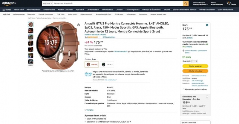 Amazfit GTR 3 Pro на Amazon: умные часы с AMOLED-экраном, датчиком SpO2, поддержкой Apple Health и автономностью до 12 дней со скидкой 54,37 евро