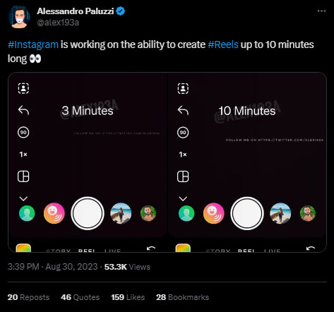 Instagram пытается конкурировать с TikTok: теперь можно загружать видео длительностью до 10 минут