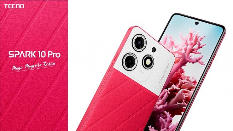 Tecno Spark 10 Pro получил модификацию Magic Magenta Edition со светящейся и сменной цветной крышкой