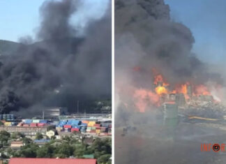 В порту Новороссийска произошел масштабный пожар: горит грузовой терминал