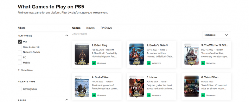 Агрегатор оценок Metacritic обновил дизайн сайта: изменениям подверглись все страницы и разделы