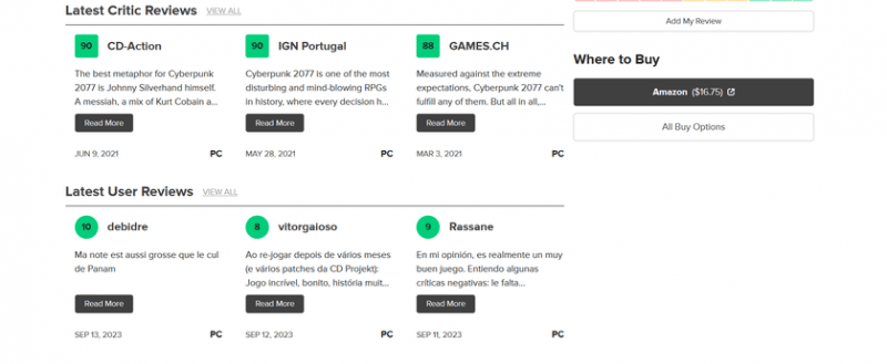 Агрегатор оценок Metacritic обновил дизайн сайта: изменениям подверглись все страницы и разделы