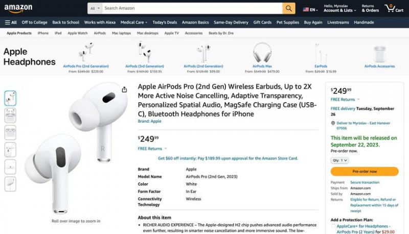 Apple AirPods Pro 2 с USB-C теперь можно предварительно заказать на Amazon