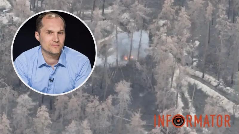 Бутусов показал видео, как украинские вооруженные силы уничтожают оккупационную траншею с боеприпасами с помощью беспилотника