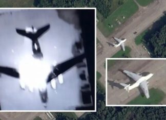 Опубликовано уникальное видео удара украинского беспилотника по военно-транспортному самолёту Ил-76 на территории россии