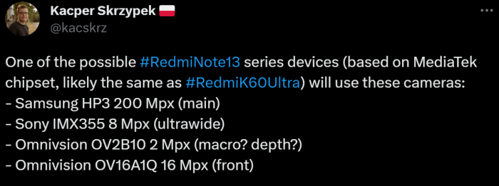 В серию Redmi Note 13 войдут 6 моделей — полный список из неофициальных источников