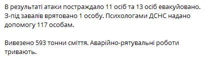 Удар России по Черкассам: число жертв увеличилось, из-под руин спасен один человек - видео