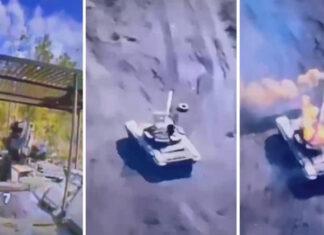 Украинский FPV-беспилотник стоимостью $500 совершил аккуратную посадку внутрь Т-72Б и сжёг российский танк