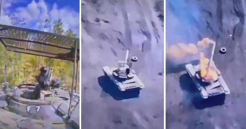 Украинский FPV-дрон стоимостью 500 долларов совершил удачную посадку внутри Т-72Б и сжег российский танк