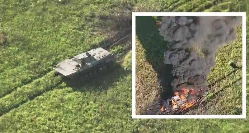 Украинский беспилотник FPV пролетел внутри БМП-1 и взорвался, уничтожив БМП стоимостью 200 тысяч долларов