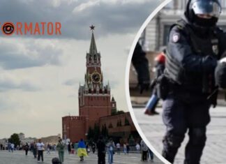 В москве «упаковали» активистку, которая завернулась в украинский флаг возле кремля