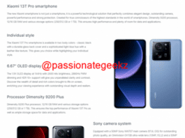 Xiaom 13T Pro – инсайдер раскрыл характеристики, внешность и дату выхода смартфона