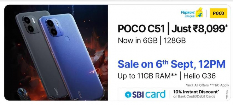 Xiaomi выпустила новую версию POCO C51 с 6 ГБ оперативной и 128 ГБ встроенной памяти