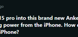 Apple iPhone 15 Pro заряжает павербанк через USB-C вместо того, чтоб заряжаться от него