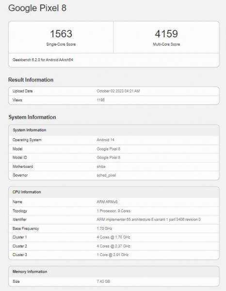 Характеристики и тесты чипа Tensor G3 с Pixel 8 — на 20% лучше, чем G2, но слабее современных Snapdragons