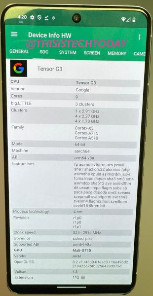 Характеристики и тесты чипа Tensor G3 с Pixel 8 — на 20% лучше, чем G2, но слабее современных Snapdragons