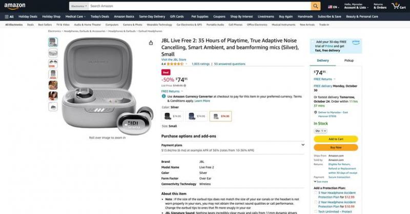 JBL Live Free 2 на Amazon: наушники TWS с защитой IPX5 и временем автономной работы до 35 часов за 74,95 долларов США (скидка 75 долларов США)