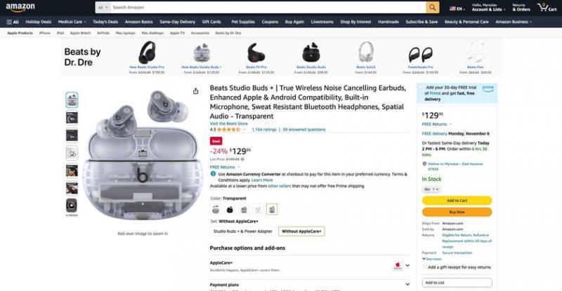 Не только AirPods Pro 2: наушники Beats Studio Buds+ продаются со скидкой 40 долларов на Amazon