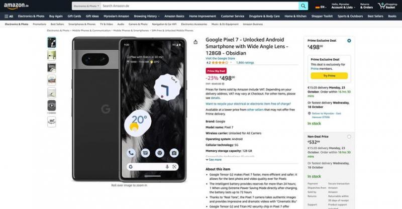 Pixel 7 на Amazon Prime Day: флагманский смартфон Google со скидкой 151 евро