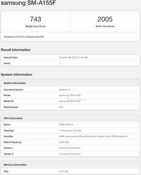 Samsung Galaxy A15 получит процессор MediaTek Helio G99, 4 ГБ ОЗУ и Android 14 «из коробки