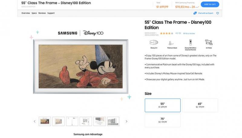 Samsung вернула в продажу телевизоры The Frame TV Disney 100 Edition с экранами 55, 65 и 75 дюймов