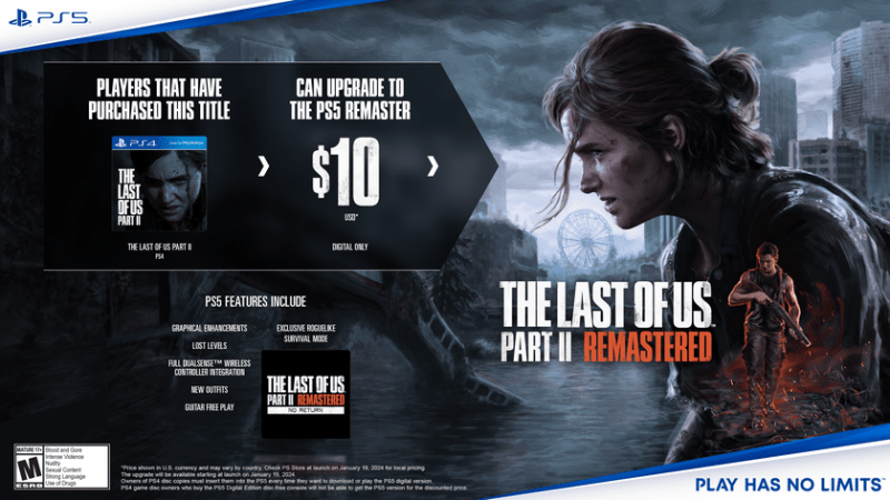 Официально: The Last of Us Part II Remastered выйдет 19 января на PlayStation 5, владельцы версии для PS4 смогут обновиться за 10 долларов