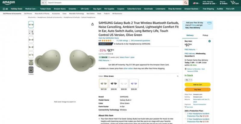 Samsung Galaxy Buds 2 доступен на Amazon по цене менее 100 долларов