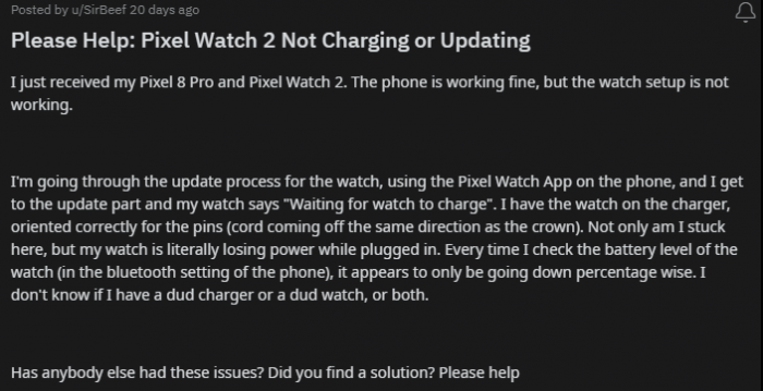 Умные часы Google Pixel Watch 2 массово отказываются заряжаться — причина и способ исправления неизвестны